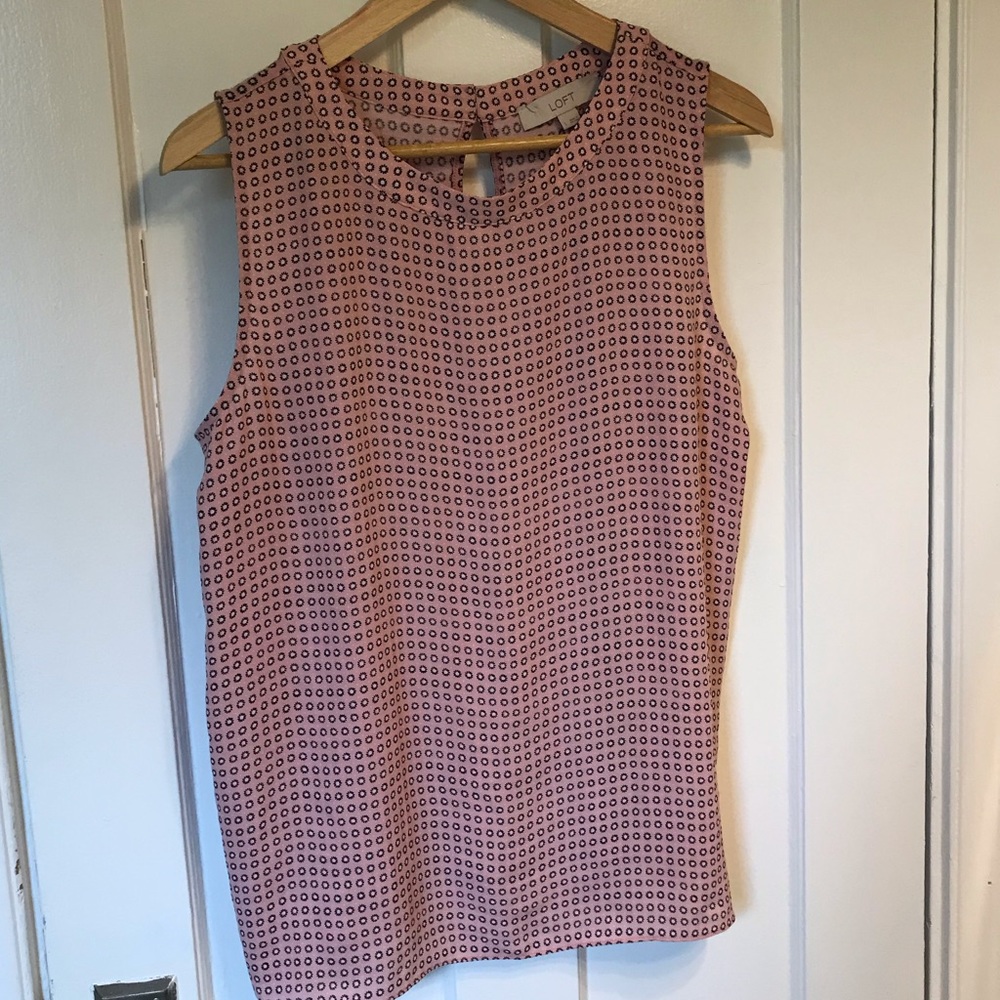LOFT sleeveless  blouse pink/white/black Large